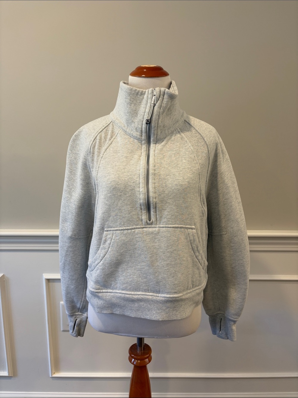 lululemon athletica scuba cropped Light Gray Quarter-Zip Pullover Sweatshirt